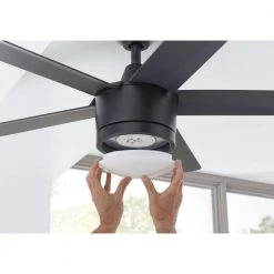 Merwry 52 in. Integrated LED Indoor Matte Black Ceiling Fan with Light Kit and Remote Control by Home Decorators Collection -Outlet Home Decorators Collection Store matte black home decorators collection ceiling fans with lights sw1422mbk 1f 1000