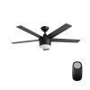 Merwry 52 in. Integrated LED Indoor Matte Black Ceiling Fan with Light Kit and Remote Control by Home Decorators Collection -Outlet Home Decorators Collection Store matte black home decorators collection ceiling fans with lights sw1422mbk 64 1000