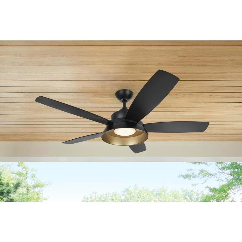 Kempston 52 in. Integrated LED Outdoor Matte Black Ceiling Fan with Light Kit and Remote Control by Home Decorators Collection 4 Kempston 52 in. Integrated LED Outdoor Matte Black Ceiling Fan with Light Kit and Remote Control by Home Decorators Collection - Image 2
