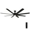 Kensgrove 72 in. Integrated LED Indoor/Outdoor Matte Black Ceiling Fan with Light and Remote Control by Home Decorators Collection -Outlet Home Decorators Collection Store matte black home decorators collection ceiling fans with lights yg493e mbk 64 1000