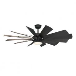 Trudeau 60 in. LED Indoor Matte Black Ceiling Fan with Light Kit and Remote Control by Home Decorators Collection