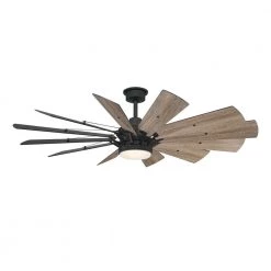 Trudeau 60 in. LED Indoor Matte Black Ceiling Fan with Light Kit and Remote Control by Home Decorators Collection -Outlet Home Decorators Collection Store matte black home decorators collection ceiling fans with lights yg545a mbk c3 1000