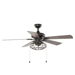 Ellard 52 in. LED Indoor Matte Black Ceiling Fan with Light by Home Decorators Collection
