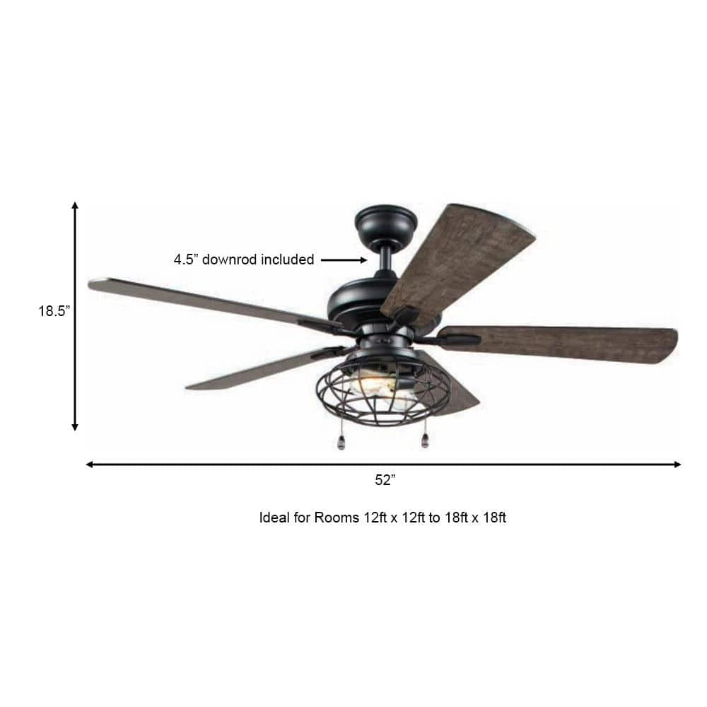 Ellard 52 in. LED Indoor Matte Black Ceiling Fan with Light by Home Decorators Collection 4 Ellard 52 in. LED Indoor Matte Black Ceiling Fan with Light by Home Decorators Collection - Image 2