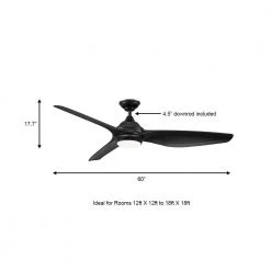 Bachton 60 in. Integrated LED DC Motor Matte Black Ceiling Fan with Light and Remote Control by Home Decorators Collection -Outlet Home Decorators Collection Store matte black home decorators collection ceiling fans with lights yg638a mbk a0 1000