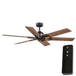 60 in. Winderige Indoor Matte Black Ceiling Fan with Remote Control and Downrod Included by Home Decorators Collection