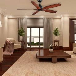 60 in. Sirrine Indoor/Outdoor Matte Black Smart Hubspace Ceiling Fan with Remote Control by Home Decorators Collection -Outlet Home Decorators Collection Store matte black home decorators collection ceiling fans without lights 56049 76 1000
