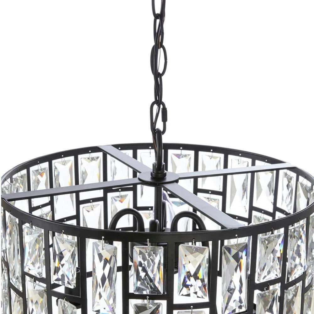 Kristella 4-Light Matte Black Chandelier with Clear Crystal Shade by Home Decorators Collection 7 Kristella 4-Light Matte Black Chandelier with Clear Crystal Shade by Home Decorators Collection - Image 5