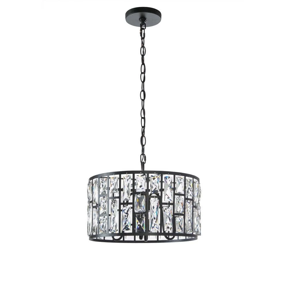 Kristella 4-Light Matte Black Chandelier with Clear Crystal Shade by Home Decorators Collection 11 Kristella 4-Light Matte Black Chandelier with Clear Crystal Shade by Home Decorators Collection - Image 9
