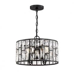Kristella 4-Light Matte Black Chandelier with Clear Crystal Shade by Home Decorators Collection