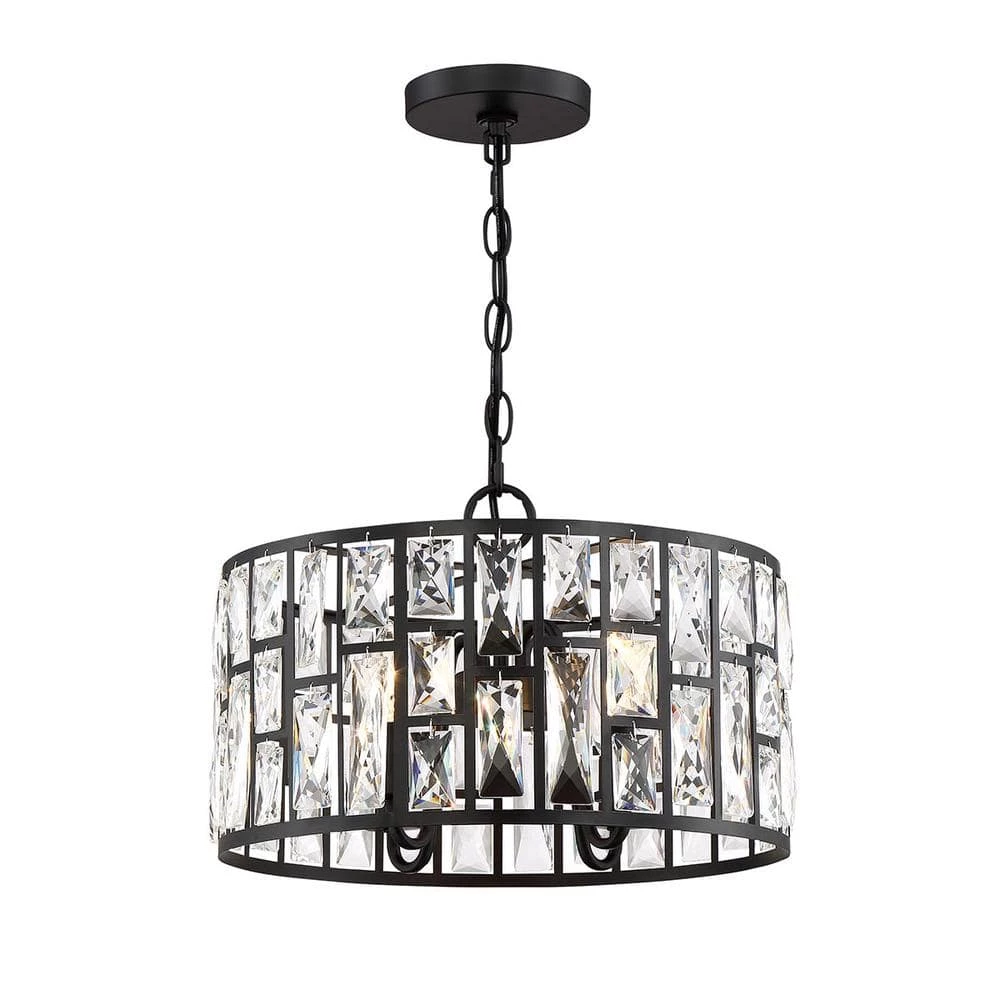 Kristella 4-Light Matte Black Chandelier with Clear Crystal Shade by Home Decorators Collection 3 Kristella 4-Light Matte Black Chandelier with Clear Crystal Shade by Home Decorators Collection