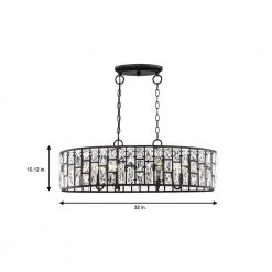 Kristella 6-Light Matte Black Linear Pendant with Clear Crystal Shade by Home Decorators Collection -Outlet Home Decorators Collection Store matte black home decorators collection chandeliers 30687 hbb 40 1000