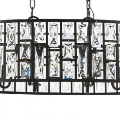 Kristella 6-Light Matte Black Linear Pendant with Clear Crystal Shade by Home Decorators Collection -Outlet Home Decorators Collection Store matte black home decorators collection chandeliers 30687 hbb 44 1000