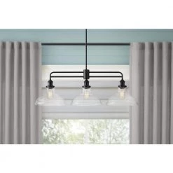Rockwood 3-Light Black Dining Room Chandelier, Linear Kitchen Island Pendant Light by Home Decorators Collection -Outlet Home Decorators Collection Store matte black home decorators collection chandeliers 65191 e1 1000