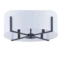 Manhattan 4-Light Matte Black Pendant Hanging Light with White Drum Shade by Home Decorators Collection -Outlet Home Decorators Collection Store matte black home decorators collection chandeliers hd 1537mb 4f 1000