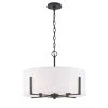 Manhattan 4-Light Matte Black Pendant Hanging Light with White Drum Shade by Home Decorators Collection -Outlet Home Decorators Collection Store matte black home decorators collection chandeliers hd 1537mb 64 1000