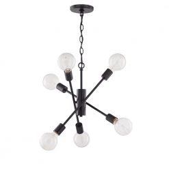 Fife 6-Light Matte Black Sputnik Chandelier by Home Decorators Collection