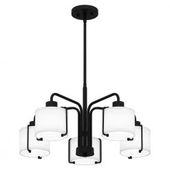 Brookley 5-Light Matte Black Chandelier with White Fabric Shades by Home Decorators Collection -Outlet Home Decorators Collection Store matte black home decorators collection chandeliers hd19546c1 1f 1000
