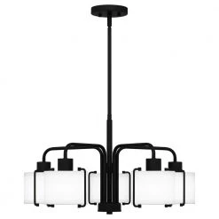 Brookley 5-Light Matte Black Chandelier with White Fabric Shades by Home Decorators Collection -Outlet Home Decorators Collection Store matte black home decorators collection chandeliers hd19546c1 4f 1000