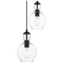 Bakerston 3-Light Matte Black Pendant with Clear Glass Shades by Home Decorators Collection -Outlet Home Decorators Collection Store matte black home decorators collection chandeliers hd19565p3 44 1000