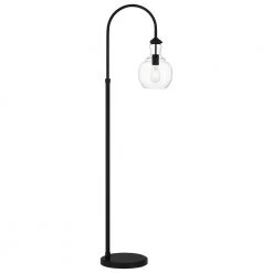 Bakerston 60 in. Matte Black Floor Lamp with Clear Glass Shade by Home Decorators Collection -Outlet Home Decorators Collection Store matte black home decorators collection floor lamps hd19565fl 1f 1000