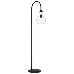 Bakerston 60 in. Matte Black Floor Lamp with Clear Glass Shade by Home Decorators Collection
