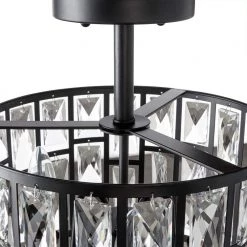 Kristella 12.5 in. 3-Light Matte Black Semi Flush Mount Light with Clear Crystal Shade by Home Decorators Collection -Outlet Home Decorators Collection Store matte black home decorators collection flush mount lights 31820 hbb 1f 1000