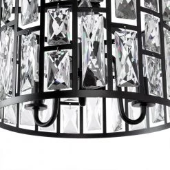 Kristella 12.5 in. 3-Light Matte Black Semi Flush Mount Light with Clear Crystal Shade by Home Decorators Collection -Outlet Home Decorators Collection Store matte black home decorators collection flush mount lights 31820 hbb 4f 1000