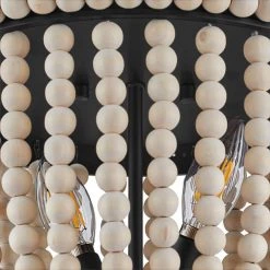 Harpswell 13 in. 2-Light Matte Black Flush Mount with Wood Beads Shade by Home Decorators Collection -Outlet Home Decorators Collection Store matte black home decorators collection flush mount lights dshd19543f 1d 1000