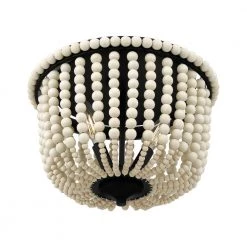 Harpswell 13 in. 2-Light Matte Black Flush Mount with Wood Beads Shade by Home Decorators Collection -Outlet Home Decorators Collection Store matte black home decorators collection flush mount lights dshd19543f 1f 1000