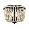 Harpswell 13 in. 2-Light Matte Black Flush Mount with Wood Beads Shade by Home Decorators Collection