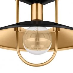 Weston Cove 13 in. 1-Light Matte Black and Gold Round Caged Semi-Flush Mount, Modern Ceiling Light by Home Decorators Collection -Outlet Home Decorators Collection Store matte black home decorators collection flush mount lights ehd111920 mbg 40 1000