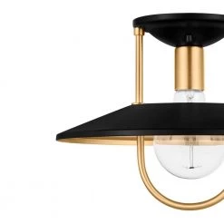 Weston Cove 13 in. 1-Light Matte Black and Gold Round Caged Semi-Flush Mount, Modern Ceiling Light by Home Decorators Collection -Outlet Home Decorators Collection Store matte black home decorators collection flush mount lights ehd111920 mbg a0 1000