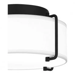 Brookley 13 in. 2-Light Matte Black Flush Mount with White Fabric Shade by Home Decorators Collection -Outlet Home Decorators Collection Store matte black home decorators collection flush mount lights hd19546f1 44 1000