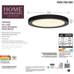Calloway 15 in. Matte Black Selectable LED Flush Mount by Home Decorators Collection -Outlet Home Decorators Collection Store matte black home decorators collection flush mount lights jxm3011ll mb 44 1000
