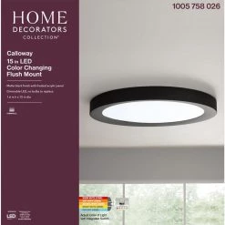 Calloway 15 in. Matte Black Selectable LED Flush Mount by Home Decorators Collection -Outlet Home Decorators Collection Store matte black home decorators collection flush mount lights jxm3011ll mb 4f 1000