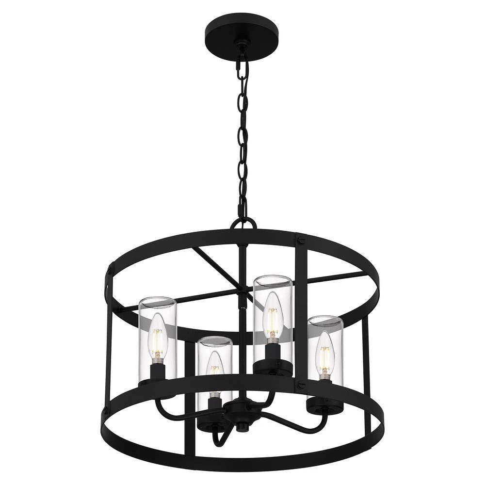 Rockwell 4-Light Matte Black Outdoor Pendant with Clear Glass Shades by Home Decorators Collection 10 Rockwell 4-Light Matte Black Outdoor Pendant with Clear Glass Shades by Home Decorators Collection - Image 8