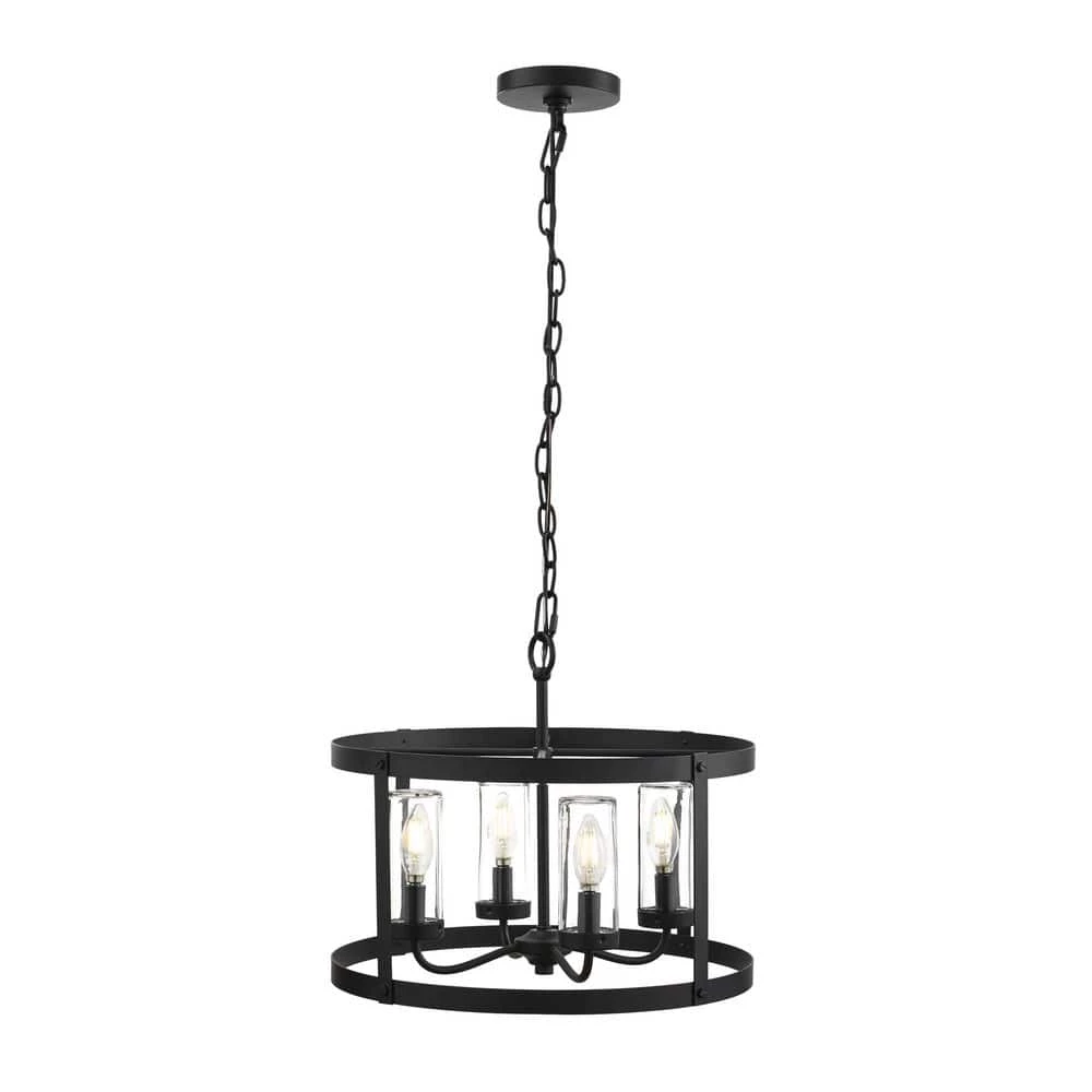 Rockwell 4-Light Matte Black Outdoor Pendant with Clear Glass Shades by Home Decorators Collection 5 Rockwell 4-Light Matte Black Outdoor Pendant with Clear Glass Shades by Home Decorators Collection - Image 3
