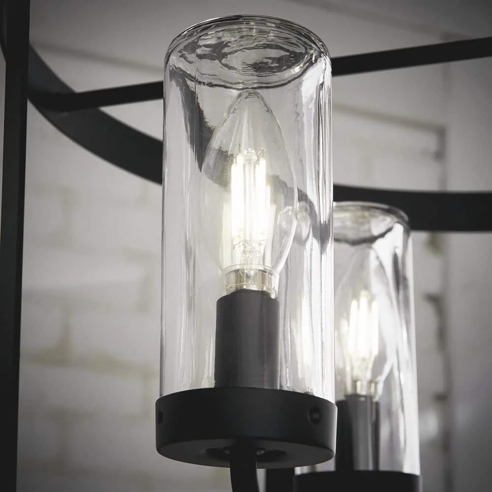 Rockwell 4-Light Matte Black Outdoor Pendant with Clear Glass Shades by Home Decorators Collection 7 Rockwell 4-Light Matte Black Outdoor Pendant with Clear Glass Shades by Home Decorators Collection - Image 5
