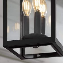 Havenridge 7-1/8 in. W 3-Light Matte Black Outdoor Hanging Pendant with Clear Glass by Home Decorators Collection -Outlet Home Decorators Collection Store matte black home decorators collection outdoor pendant lights ksz1703ax 01 mb 40 1000