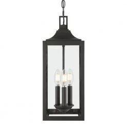 Havenridge 7-1/8 in. W 3-Light Matte Black Outdoor Hanging Pendant with Clear Glass by Home Decorators Collection -Outlet Home Decorators Collection Store matte black home decorators collection outdoor pendant lights ksz1703ax 01 mb 66 1000
