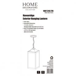 Havenridge 7-1/8 in. W 3-Light Matte Black Outdoor Hanging Pendant with Clear Glass by Home Decorators Collection -Outlet Home Decorators Collection Store matte black home decorators collection outdoor pendant lights ksz1703ax 01 mb fa 1000