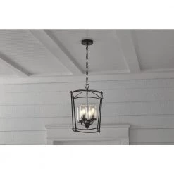 Tercero 4-Light Matte Black Outdoor Foyer Pendant by Home Decorators Collection -Outlet Home Decorators Collection Store matte black home decorators collection outdoor pendant lights wwl 040 fy4 e1 1000
