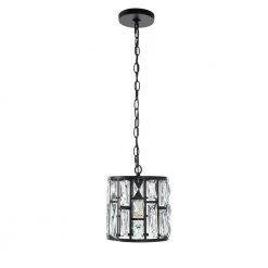 KRISTELLA 1-Light Matte Black Pendant with Clear Crystals by Home Decorators Collection -Outlet Home Decorators Collection Store matte black home decorators collection pendant lights 30685 hbub 4f 1000