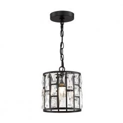 KRISTELLA 1-Light Matte Black Pendant with Clear Crystals by Home Decorators Collection