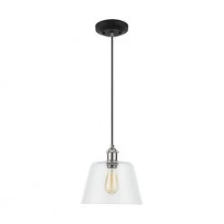Sherman 1-Light Black Pendant with Nickel Accents by Home Decorators Collection