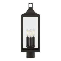 7-1/8 in. W Havenridge 3-Light Matte Black Outdoor Post with Clear Glass by Home Decorators Collection -Outlet Home Decorators Collection Store matte black home decorators collection post light sets ksz1803ax 01 mb a0 1000