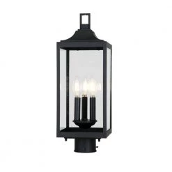 7-1/8 in. W Havenridge 3-Light Matte Black Outdoor Post with Clear Glass by Home Decorators Collection -Outlet Home Decorators Collection Store matte black home decorators collection post light sets ksz1803ax 01 mb c3 1000