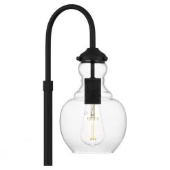 Bakerston 23 .5 in. Matte Black Table Lamp with Clear Glass Shade by Home Decorators Collection -Outlet Home Decorators Collection Store matte black home decorators collection table lamps hd19565tl 44 1000