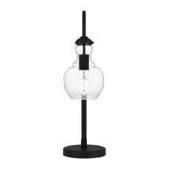 Bakerston 23 .5 in. Matte Black Table Lamp with Clear Glass Shade by Home Decorators Collection -Outlet Home Decorators Collection Store matte black home decorators collection table lamps hd19565tl 4f 1000